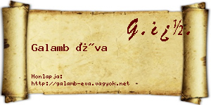 Galamb Éva névjegykártya